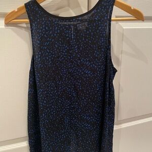 Express- Elegant Black and Blue Patterned Sleeveless Blouse